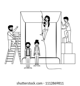 minipeople team working in envelope
