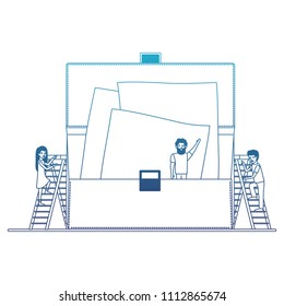 minipeople team working in portfolio