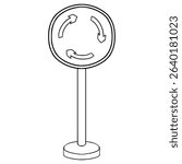 Mini-roundabout illustration hand drawn outline vector