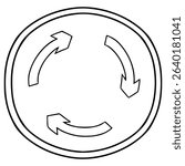 Mini-roundabout illustration hand drawn outline vector