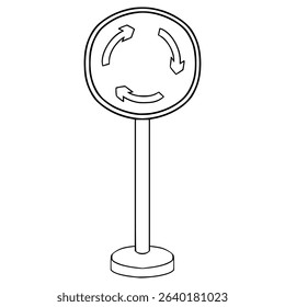 Mini-roundabout illustration hand drawn outline vector