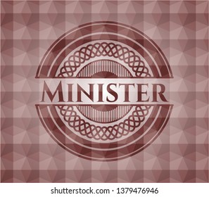 Minister red emblem with geometric background. Seamless.