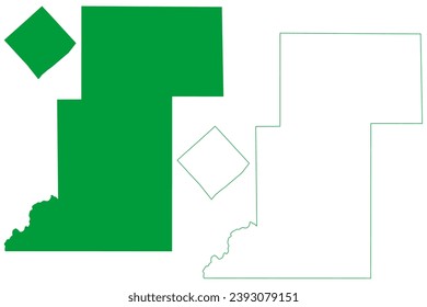 Ministro Andreazza and Nova Uniao municipality (State of Rondônia or Rondonia, RO, Municipalities of Brazil, Federative Republic of Brazil) map vector illustration, scribble sketch Nova Uniao map