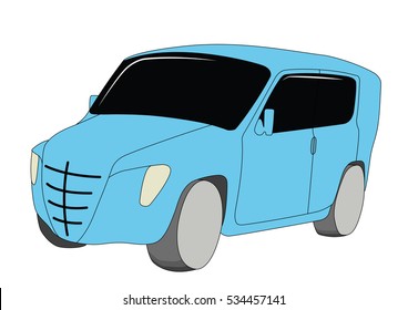 Minivan blue vector illustration isolated