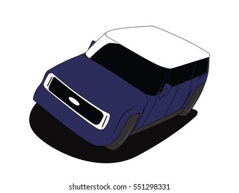 Minivan blue vector illustration isolated