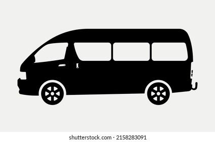 Minivan Bus Transportation Vehicle Silhouette Vector Illustration.