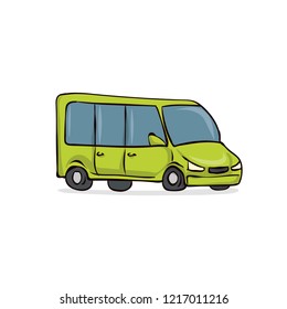 Minivan car. Hand drawn vector illustration.