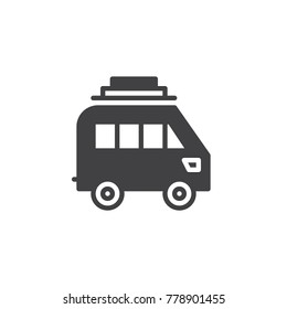 Minivan car icon vector, filled flat sign, solid pictogram isolated on white. Travel vehicle symbol, logo illustration.
