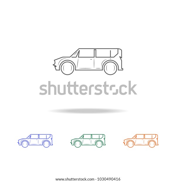 minivan\
car line icon. Types of cars Elements in multi colored icons for\
mobile concept and web apps. Thin line icon for website design and\
development, app development on white\
background