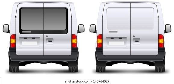 Minivan Car Rear View On White, Vector Illustration