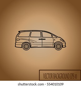 Minivan car sign. Vector icon