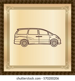 Minivan car sign. Vector icon