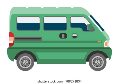 Minivan car vector van auto vehicle family minibus vehicle and automobile banner isolated citycar on white background illustration