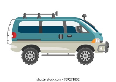 Minivan car vector van auto vehicle family minibus vehicle and automobile banner isolated citycar on white background illustration