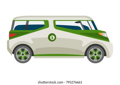 Minivan car vector van auto vehicle family minibus vehicle and automobile banner isolated citycar on white background illustration