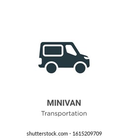 Minivan glyph icon vector on white background. Flat vector minivan icon symbol sign from modern transportation collection for mobile concept and web apps design.