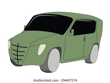 Minivan green vector illustration isolated