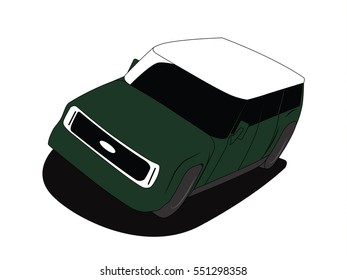 Minivan green vector illustration isolated