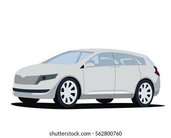 Minivan grey realistic vector illustration isolated