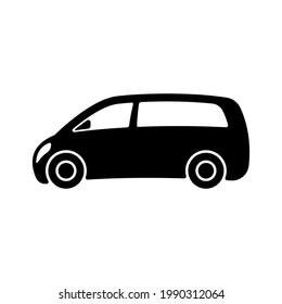 Minivan icon. Black silhouette. Side view. Vector simple flat graphic illustration. The isolated object on a white background. Isolate.