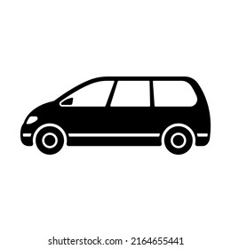 Minivan icon. Black silhouette. Side view. Vector simple flat graphic illustration. Isolated object on a white background. Isolate.