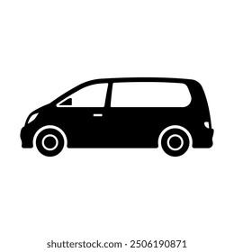 Minivan icon. Black silhouette. Side view. Vector simple flat graphic illustration. Isolated object on white background. Isolate.