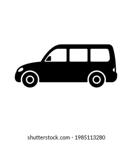 Minivan icon. Family passenger car. Black silhouette. Side view. Vector simple flat graphic illustration. The isolated object on a white background. Isolate.