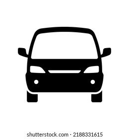 Minivan icon. Minibus. Black silhouette. Front view. Vector simple flat graphic illustration. Isolated object on a white background. Isolate.