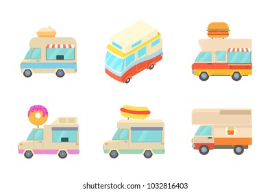 Minivan icon set. Cartoon set of minivan vector icons for web design isolated on white background