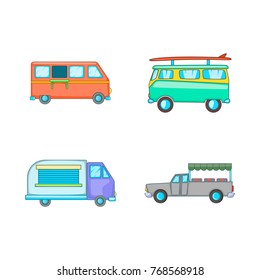 Minivan icon set. Cartoon set of minivan vector icons for your web design isolated on white background