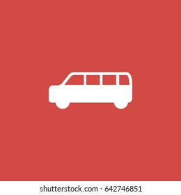 minivan icon. sign design. red background