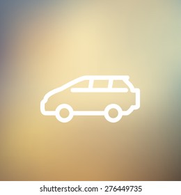 Minivan icon thin line for web and mobile, modern minimalistic flat design. Vector white icon on gradient mesh background.