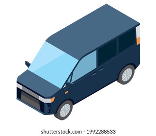 Minivan, isometrics car illustration, 3D, white background, vector data