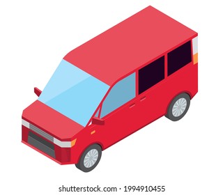 Minivan, isometrics car illustration, 3D, white background, vector data