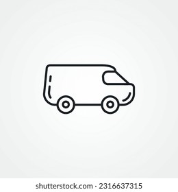 minivan line icon. mini van Delivery Truck line icon.