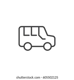 Minivan line icon, outline vector sign, linear style pictogram isolated on white. Symbol, logo illustration. Editable stroke. Pixel perfect