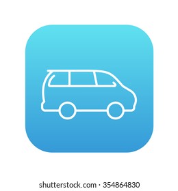 Minivan line icon for web, mobile and infographics. Vector white icon on the blue gradient square with rounded corners isolated on white background.