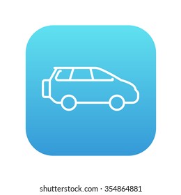 Minivan line icon for web, mobile and infographics. Vector white icon on the blue gradient square with rounded corners isolated on white background.