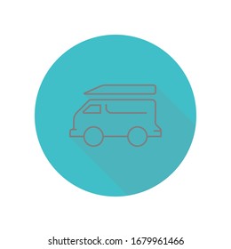 Minivan long shadow icon. Simple glyph, flat vector of web icons for ui and ux, website or mobile application