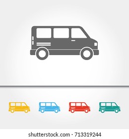 Minivan Minibus Single Icon Vector Illustration