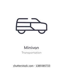 minivan outline icon. isolated line vector illustration from transportation collection. editable thin stroke minivan icon on white background