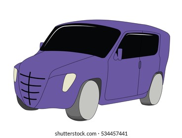 Minivan purple vector illustration isolated