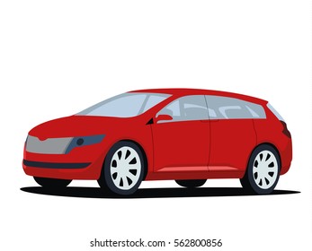 Minivan red realistic vector illustration isolated