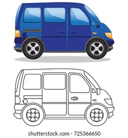 Minivan. Side view. Isolated on white background. Vector illustration.