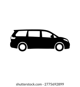 Minivan silhouette icon vector flat design.