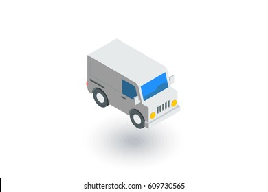 minivan, transportation, car isometric flat icon. 3d vector colorful illustration. Pictogram isolated on white background