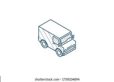 minivan, transportation, car isometric icon. 3d vector illustration. Isolated line art technical drawing. Editable stroke