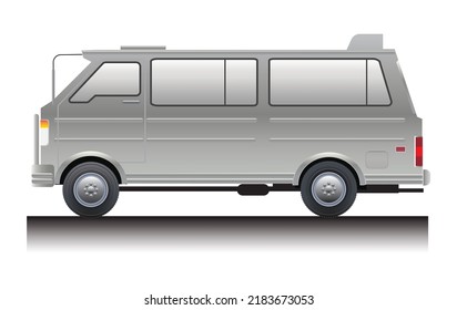 mini camioneta de los años 80, ilustración vectorial plana, vista lateral