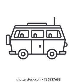 minivan travel,family car vector line icon, sign, illustration on background, editable strokes