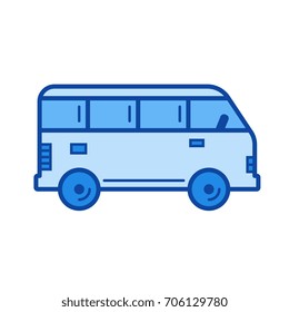 Minivan vector line icon isolated on white background. Minivan line icon for infographic, website or app. Blue icon designed on a grid system.